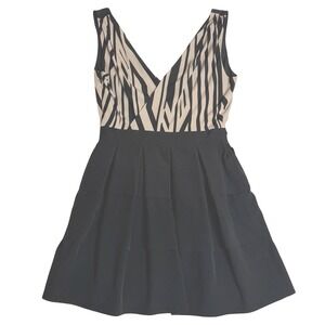 Armani Exchange Mixed Media Geometric Striped Tiered Black Dress Womens 6